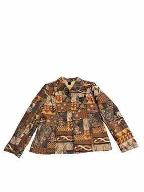 Patchwork-Print Brown & Tan Women's Jacket